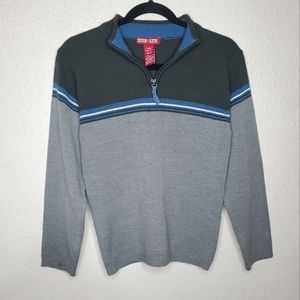 EUC Xite LTD Boys Gray Long Seeve Zip Up Mock Turtle Neck Sweater (Size: L)